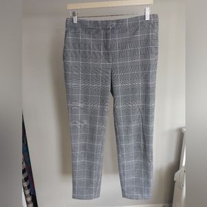 Zara Womens Plaid Mid Rise Trouser Pants Gray Workwear Size L